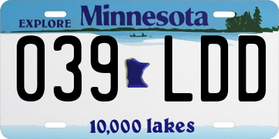 MN license plate 039LDD