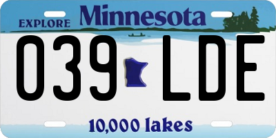 MN license plate 039LDE