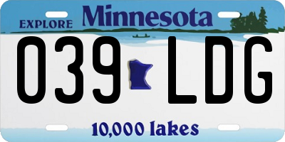 MN license plate 039LDG