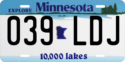 MN license plate 039LDJ