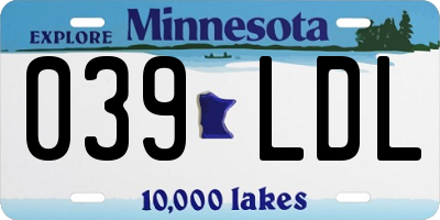 MN license plate 039LDL