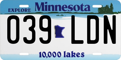MN license plate 039LDN
