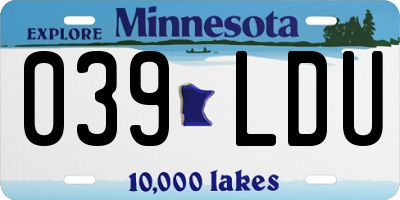 MN license plate 039LDU