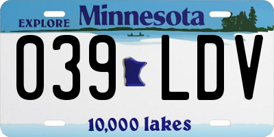 MN license plate 039LDV