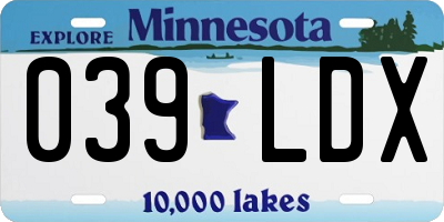 MN license plate 039LDX