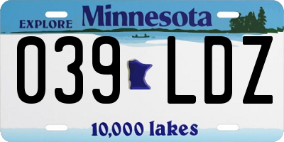 MN license plate 039LDZ