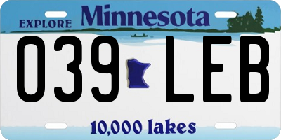 MN license plate 039LEB