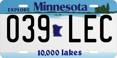 MN license plate 039LEC