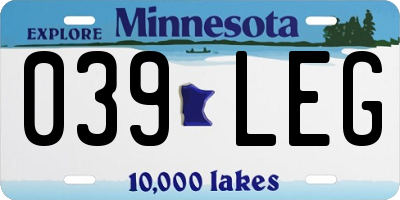 MN license plate 039LEG