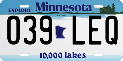 MN license plate 039LEQ