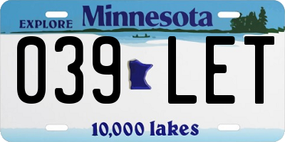 MN license plate 039LET