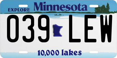 MN license plate 039LEW