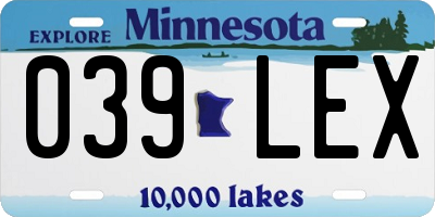 MN license plate 039LEX
