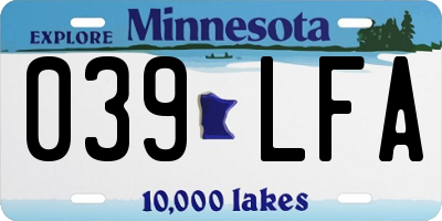 MN license plate 039LFA