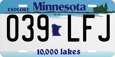 MN license plate 039LFJ