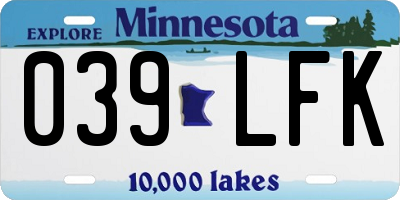 MN license plate 039LFK