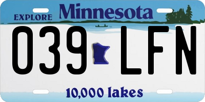 MN license plate 039LFN