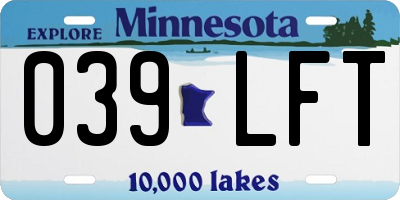 MN license plate 039LFT