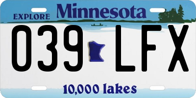 MN license plate 039LFX