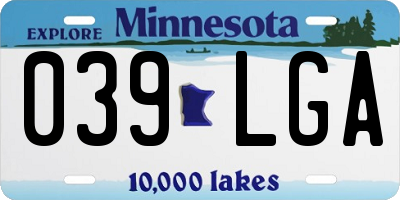 MN license plate 039LGA