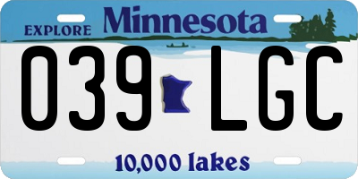 MN license plate 039LGC