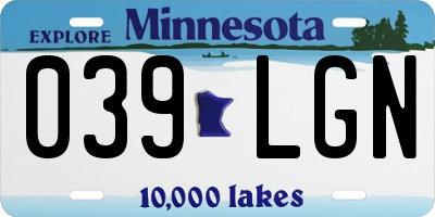 MN license plate 039LGN