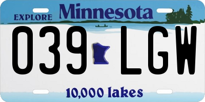 MN license plate 039LGW