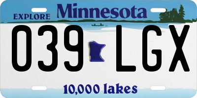 MN license plate 039LGX