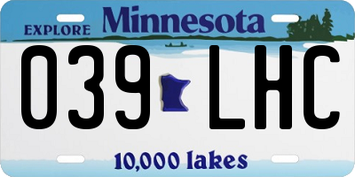 MN license plate 039LHC