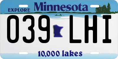 MN license plate 039LHI