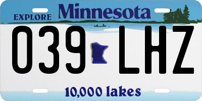 MN license plate 039LHZ