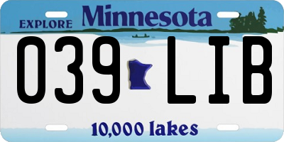 MN license plate 039LIB