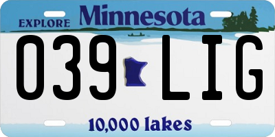 MN license plate 039LIG