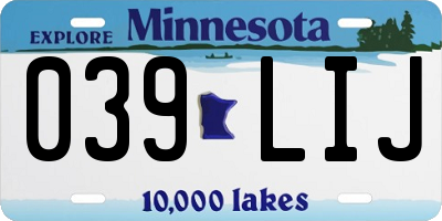 MN license plate 039LIJ