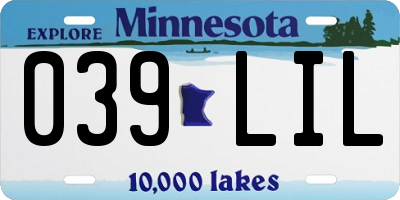 MN license plate 039LIL