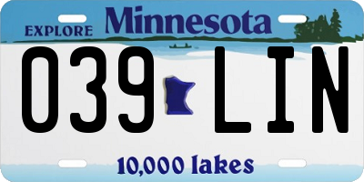 MN license plate 039LIN