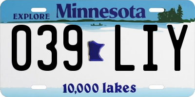 MN license plate 039LIY