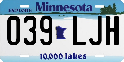 MN license plate 039LJH