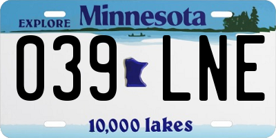 MN license plate 039LNE