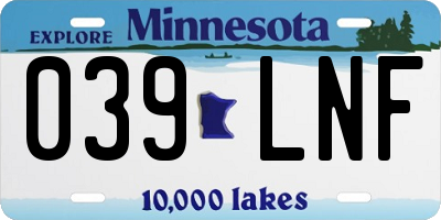 MN license plate 039LNF