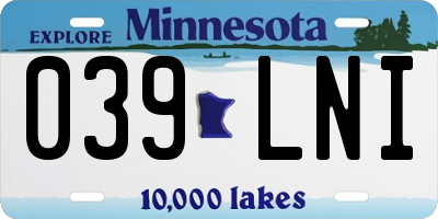 MN license plate 039LNI
