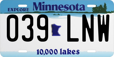MN license plate 039LNW