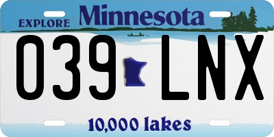 MN license plate 039LNX
