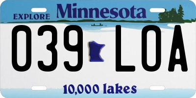 MN license plate 039LOA