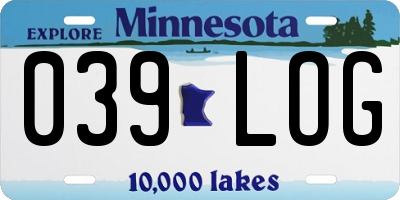 MN license plate 039LOG