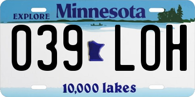 MN license plate 039LOH