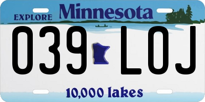 MN license plate 039LOJ