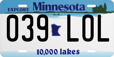 MN license plate 039LOL