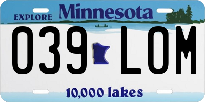 MN license plate 039LOM