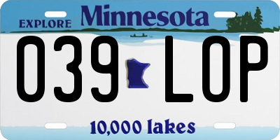 MN license plate 039LOP